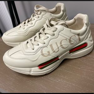 GUCCI RHYTON PRINT LEATHER SNEAKERS